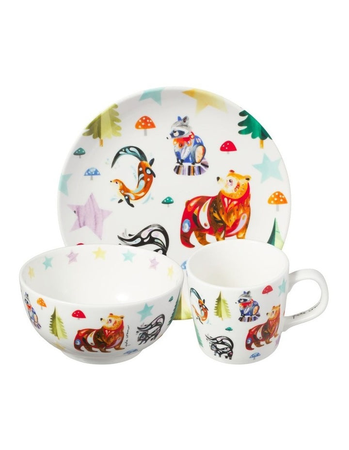 Pete Cromer Woodland Creatures Children's 3pc Dinner Set Gift Boxed