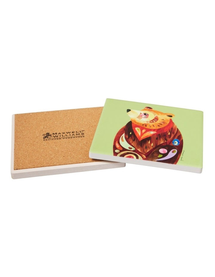 Pete Cromer Woodland Creatures Ceramic Square Coaster 10cm Brown Bear