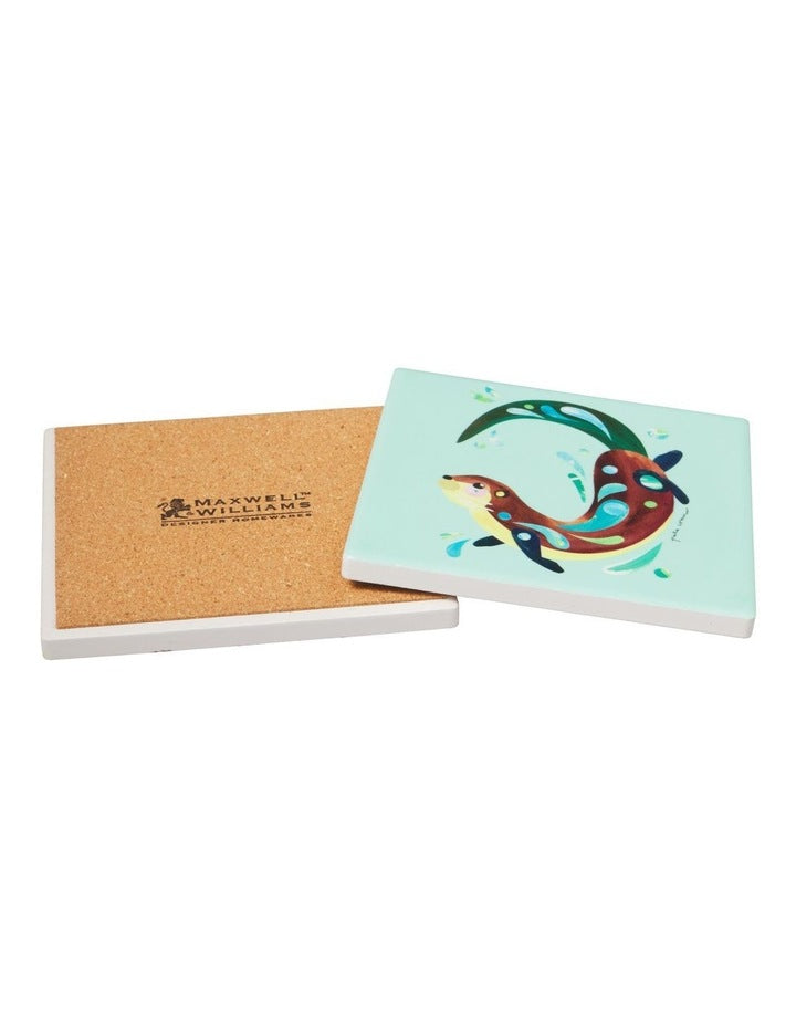 Pete Cromer Woodland Creatures Ceramic Square Coaster 10cm Otter