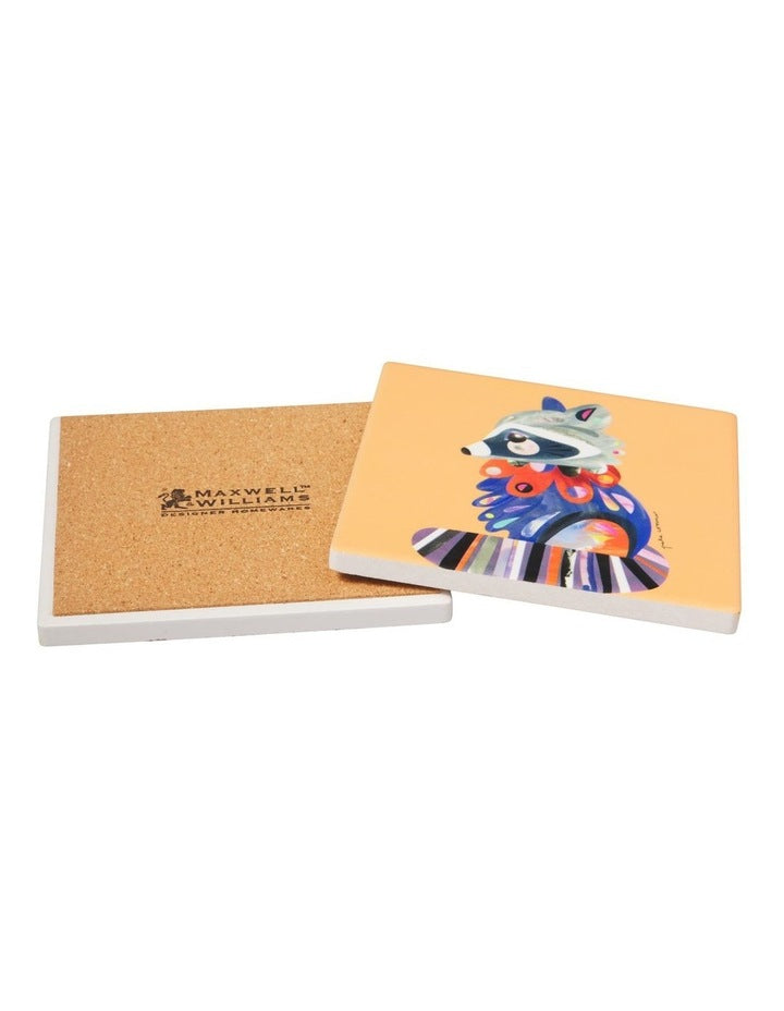 Pete Cromer Woodland Creatures Ceramic Square Coaster 10cm Racoon