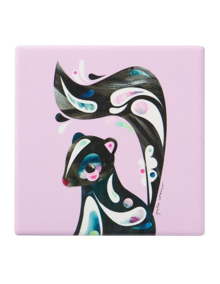 Pete Cromer Woodland Creatures Ceramic Square Coaster 10cm Skunk