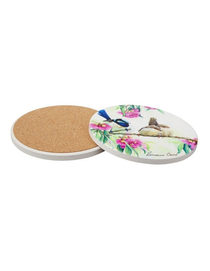 Katherine Castle Song of the South Ceramic Round Coaster 10cm Superb Fairy-wrens