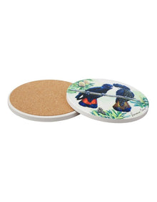 Katherine Castle Song of the South Ceramic Round Coaster 10cm Black Cockatoo