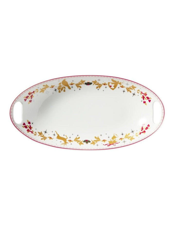 White Christmas 2026 Handled Oval Bowl 41.5x21.5x8cm Gift Boxed