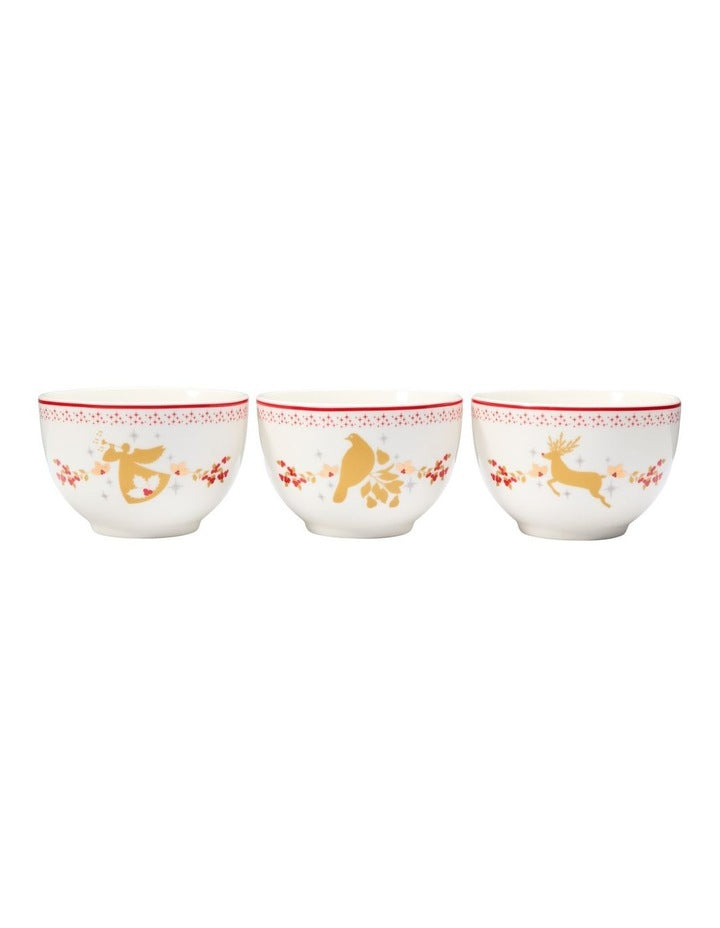 White Christmas 2026 Bowl 10.5x6cm Set of 3 Gift Boxed