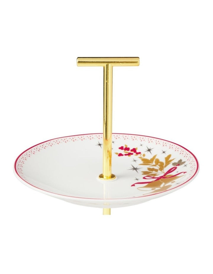White Christmas 2026 2 Tiered Cake Stand 15/19x22cm Gift Boxed