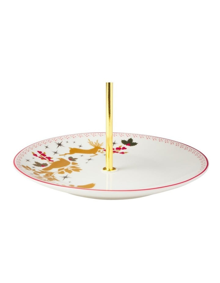 White Christmas 2026 2 Tiered Cake Stand 15/19x22cm Gift Boxed