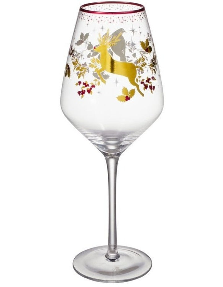 White Christmas 2026 Wine Glass 500ML Set of 2 Gold Gift Boxed