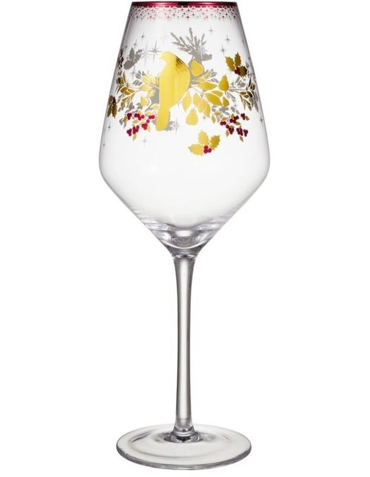 White Christmas 2026 Wine Glass 500ML Set of 2 Gold Gift Boxed