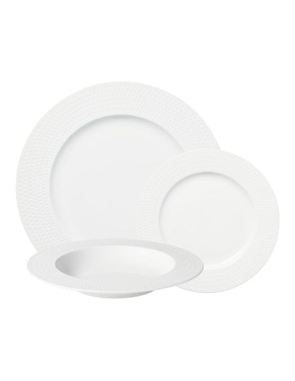 White Basics Diamonds Rim 12pc Dinner Set Gift Boxed