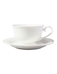 White Basics Diamonds Footed Cup & Saucer 260ML