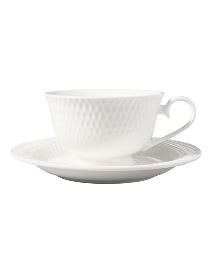 White Basics Diamonds Footed Cup & Saucer 260ML