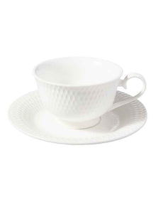White Basics Diamonds Footed Cup & Saucer 260ML