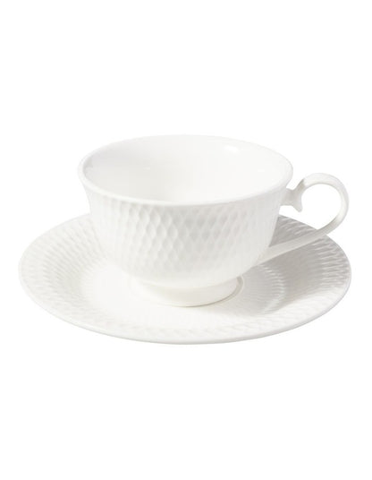 White Basics Diamonds Footed Cup & Saucer 260ML