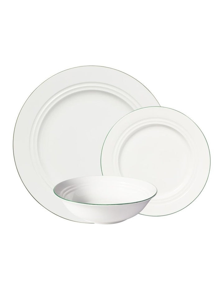 White Basics Edge Rim 12pc Dinner Set Gift Boxed