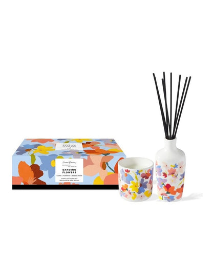 Prudence De Marchi Dancing Flowers Candle 180g & 150ml Diffuser Giftbox Set