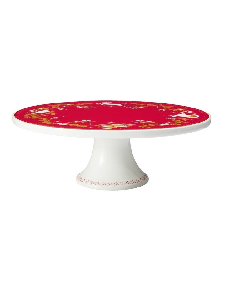 White Christmas 2026 Footed Cake Stand 28cm Gift Boxed