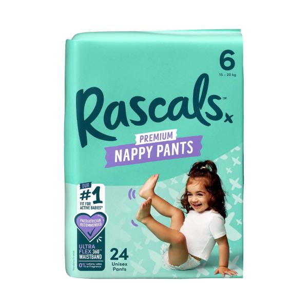 RASCALS PREMIUM NAPPY PANTS SIZE 6 (15-20KG) 24 PACK