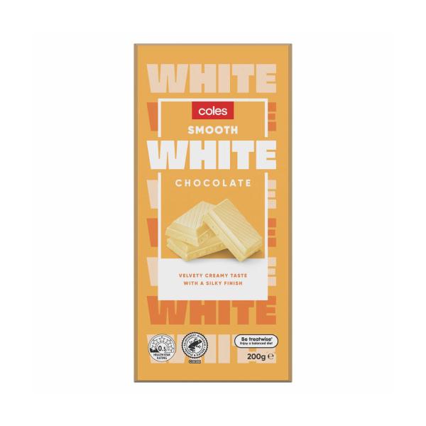 COLES BELGIAN BLOCK CHOCOLATE WHITE 200G