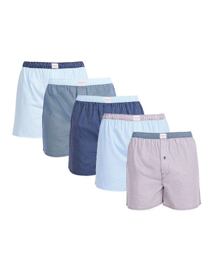 5 Pack Geo Contrast Cotton Woven Boxer