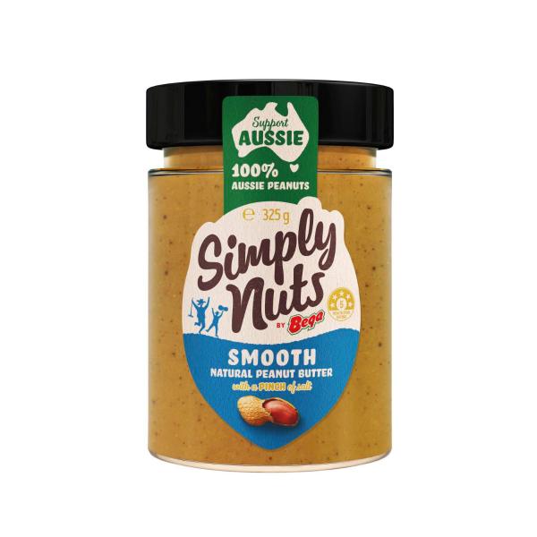 BEGA SIMPLY NUTS SMOOTH NATURAL PEANUT BUTTER::.:325 GRAM