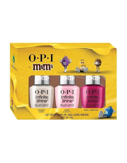 OPI x M&M's Collection Infinite Shine Trio Gift Set - Shell-abration, Merry & Melty, Candied Cutie 3x15ml