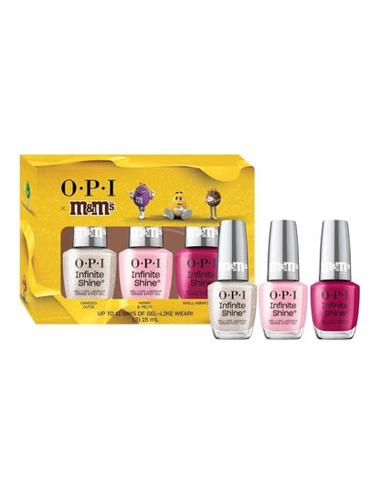 OPI x M&M's Collection Infinite Shine Trio Gift Set - Shell-abration, Merry & Melty, Candied Cutie 3x15ml