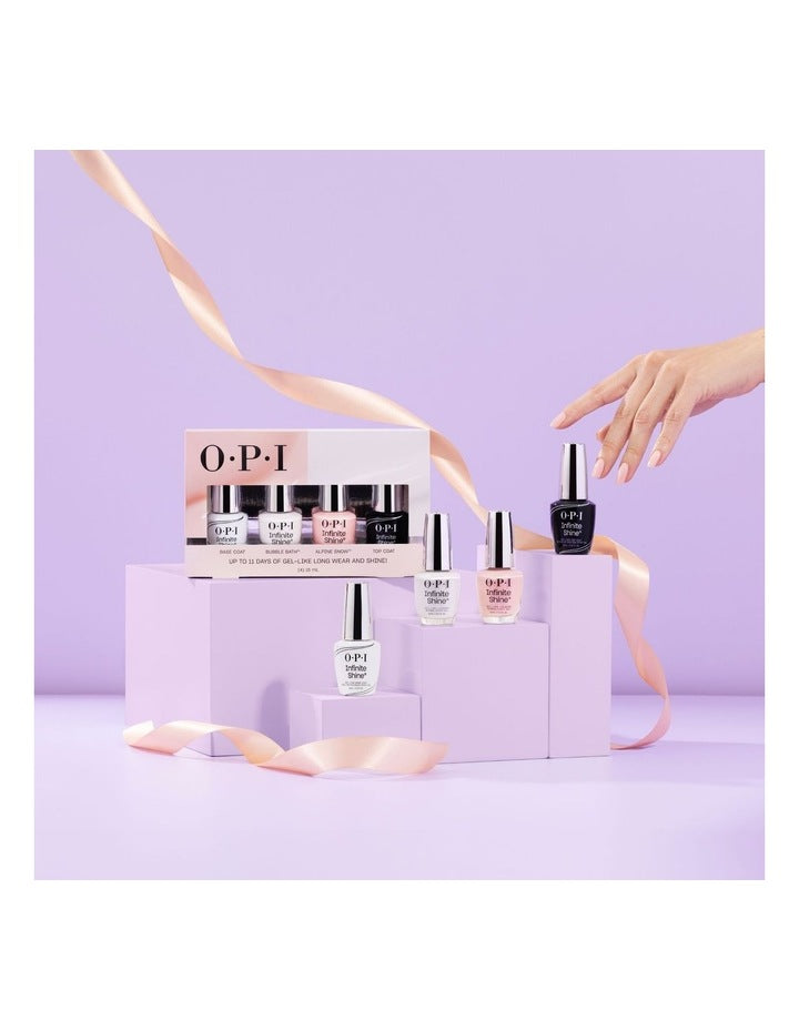 Infinite Shine French Manicure 4PC Gift Set - Base Coat, Bubble Bath, Alpine Snow, Top Coat 4x15ml