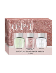 Nature Strong Routine 3PC Gift Set - Base Coat, Intentions are Rose Gold, Top Coat 3x15ml