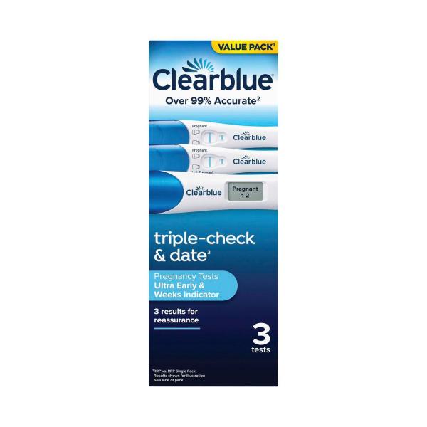 CLEARBLUE TRIPLE CHECK PREGNANCY COMBO TEST KIT 3 PACK