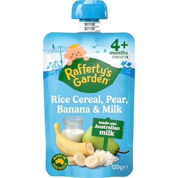 Rafferty's Garden Rice Cereal Pear Banana & Milk 120g