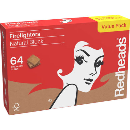 Redheads Natural Firelighter Cubes 64 Pack