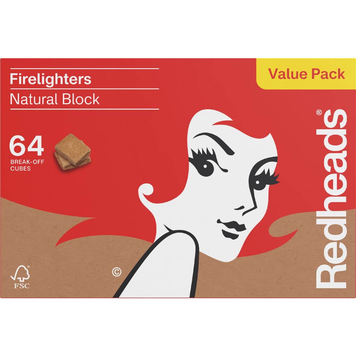 Redheads Natural Firelighter Cubes 64 Pack