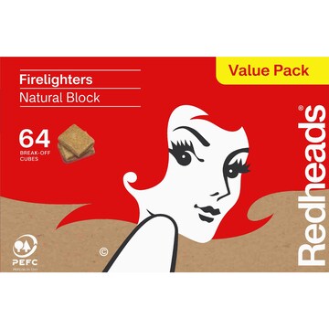 Redheads Natural Firelighter Cubes 64 pack