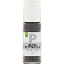 Woolworths Black Peppercorn Refillable Grinder 124g