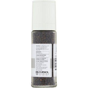 Woolworths Black Peppercorn Refillable Grinder 124g