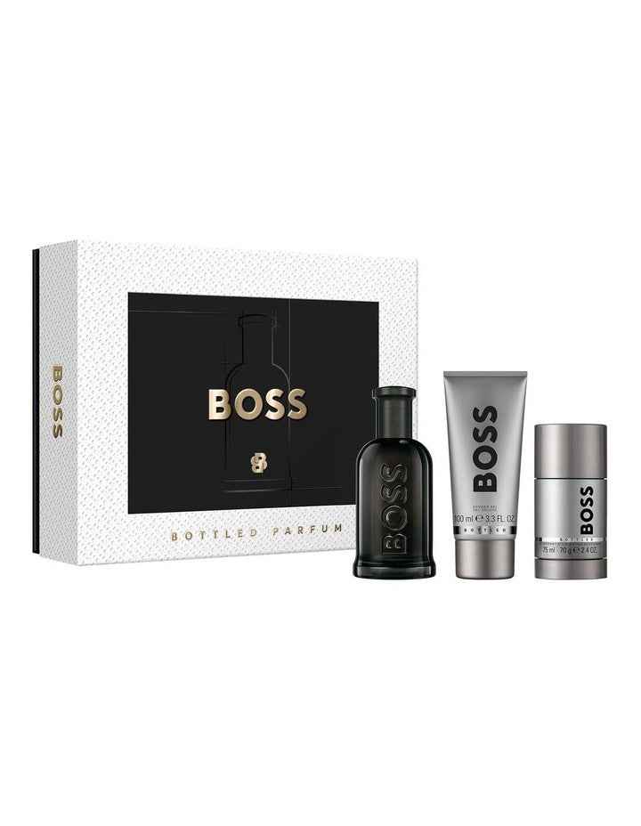 Bottled Parfum, Shower Gel, and Deodorant Stick for Men Trio Gift Set