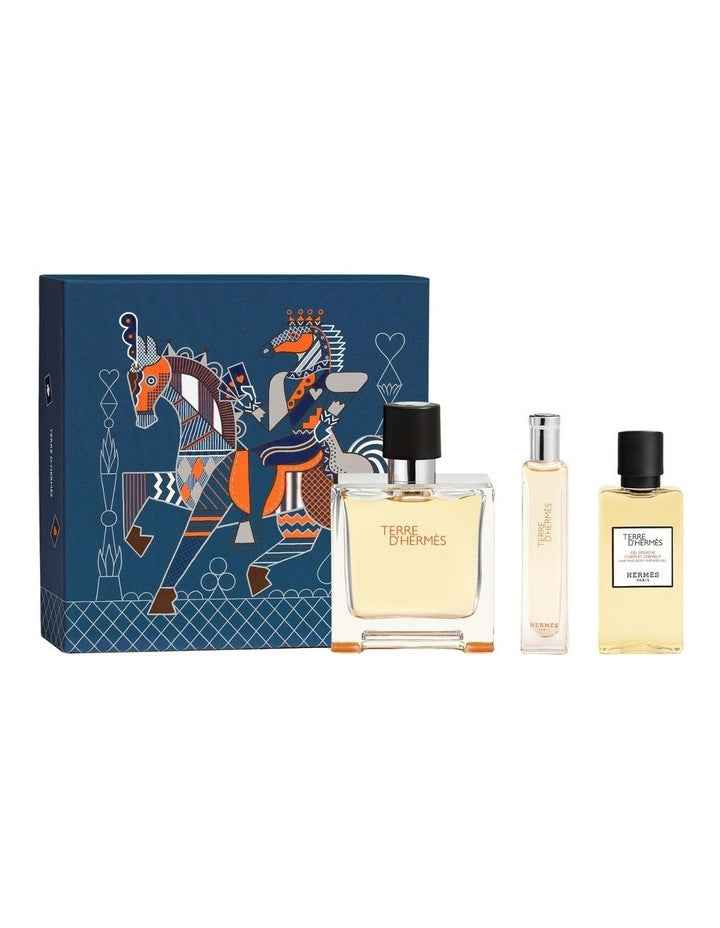 Terre d'Herm&eacute;s Gift Set, Parfum EDP 75ml + 15ml + Shower Gel 40ml)