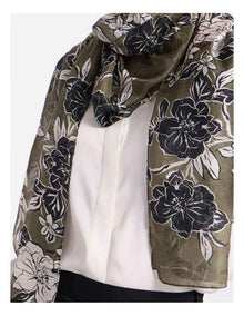 Woodlands Silk Scarf in Green Fern Print