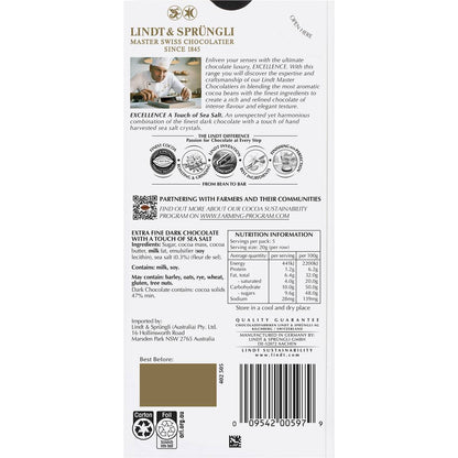 Lindt Excellence Sea Salt Dark Chocolate Block 100g