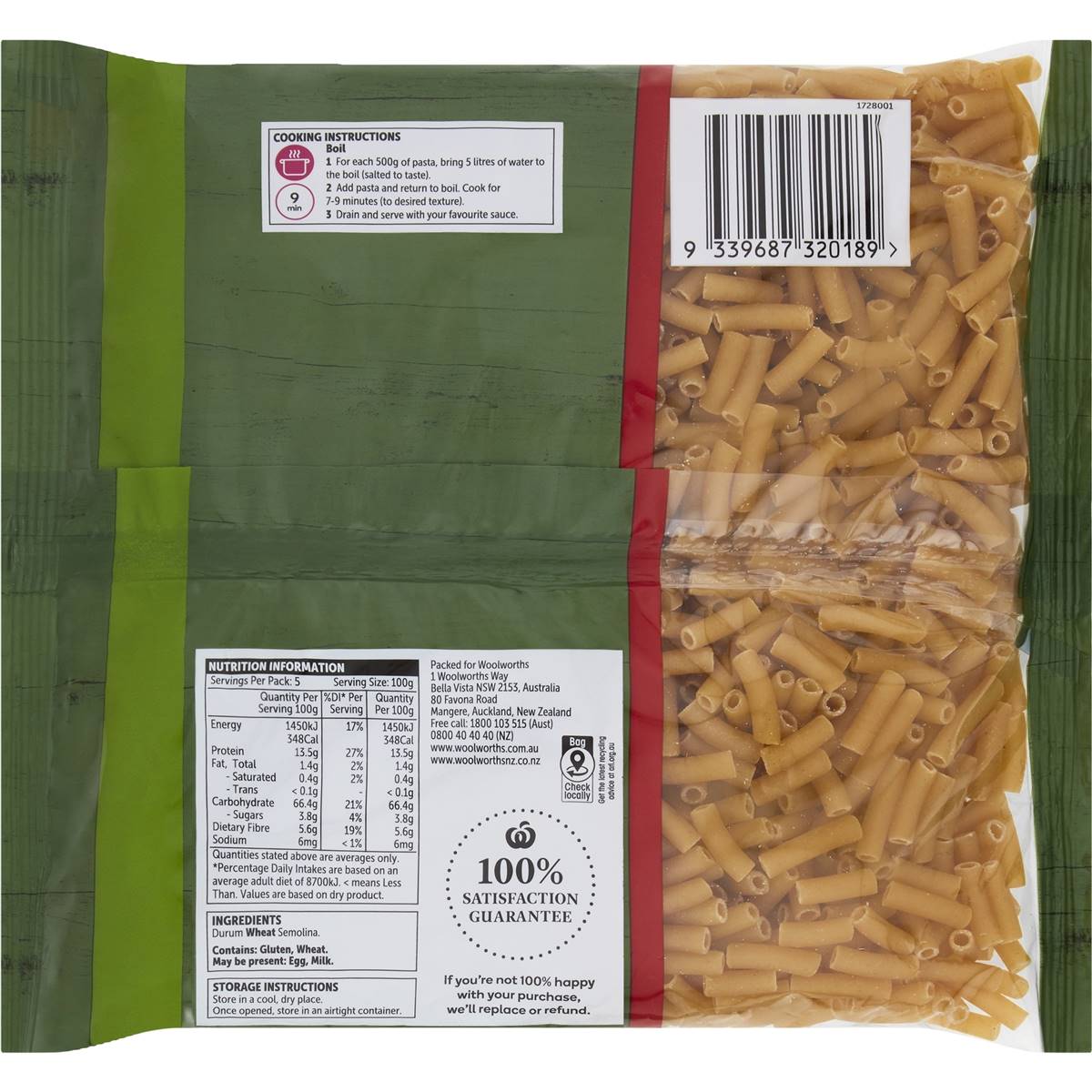 Woolworths Pasta Macaroni 500g