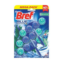 BREF BLUE ACTIVE TOILET CLEANER RIM BLOCK EUCALYPTUS 50G X 3 PACK