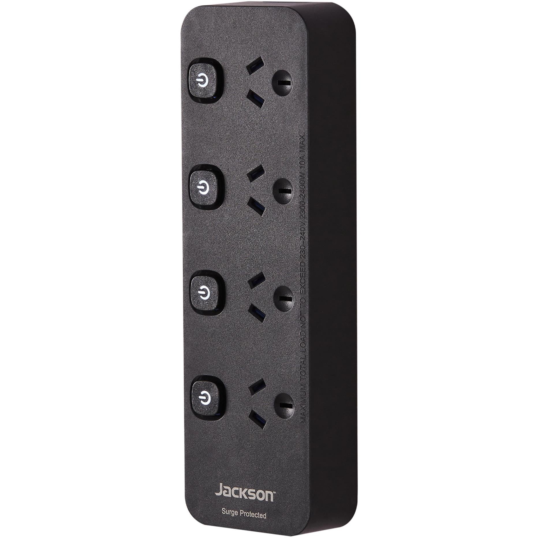 Jackson Surge Protected Board w/ 4 x Individual Switch Power Socket Outlets