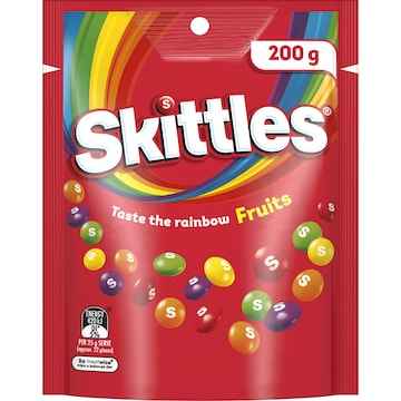 Skittles Fruits Chewy Lollies Party Share Bag 200g