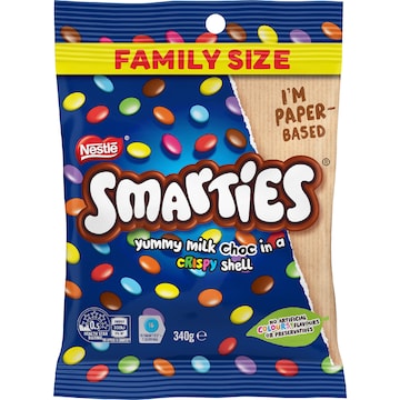 Nestle Smarties Milk Choc Family Size Bag 340g