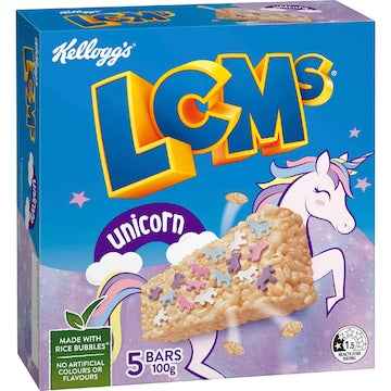 Kellogg's LCMs Unicorn Rice Bubbles Snack Bars 5 pack