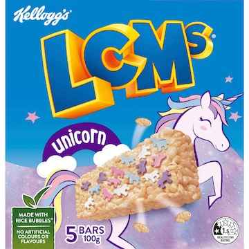 Kellogg's LCMs Unicorn Rice Bubbles Snack Bars 5 pack