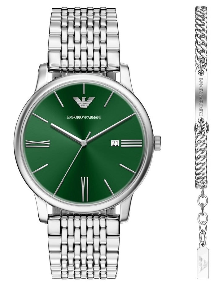 Emporio Armani Silver Watch Ar80087Set