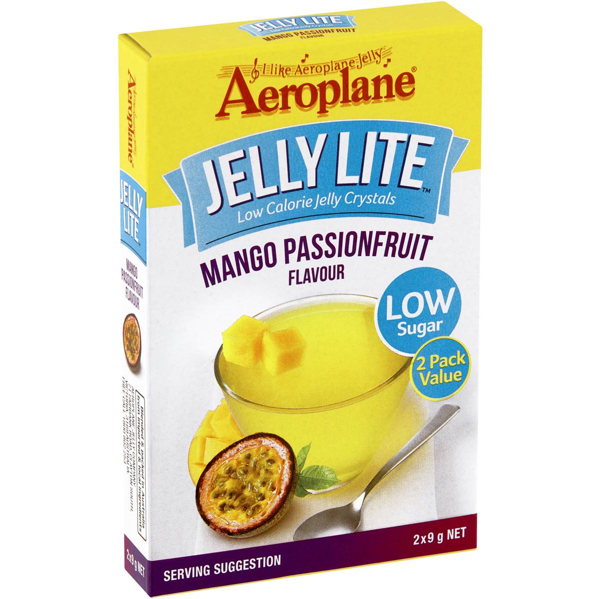 Aeroplane Jelly Lite Mango Passionfruit Low Calorie Jelly Crystals 2x9g