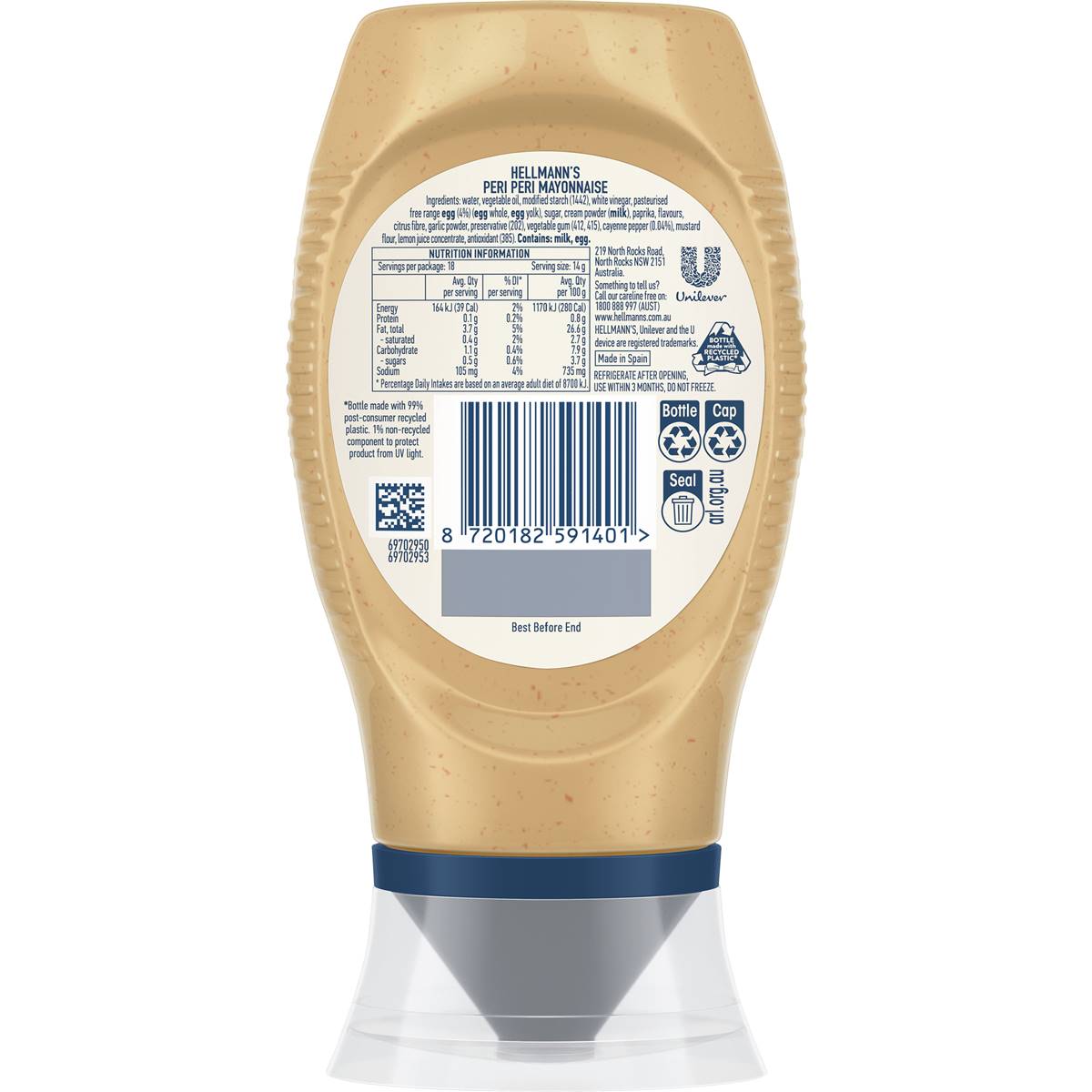 Hellmann's Spicy Peri Peri Chilli Mayonnaise 252g